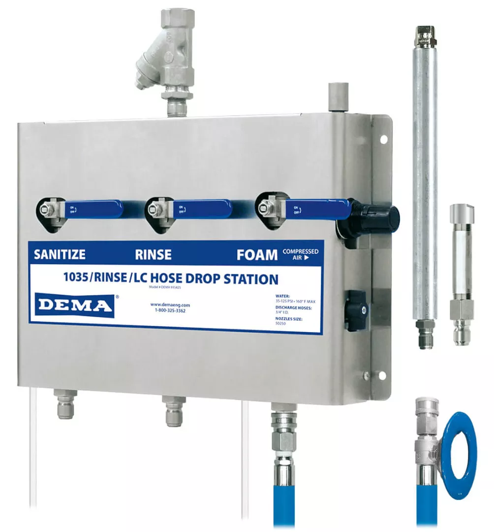 Пенная станция низкого давления DEMA на 2 продукта с функцией смыва (2,7-8,6 бар), 71°С, 43 л/мин., вход 3/4